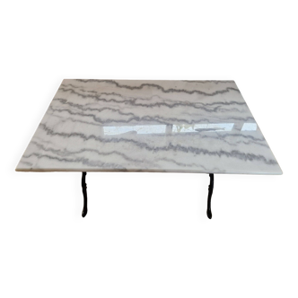Table bistrot plateau marbre & Pied en fonte