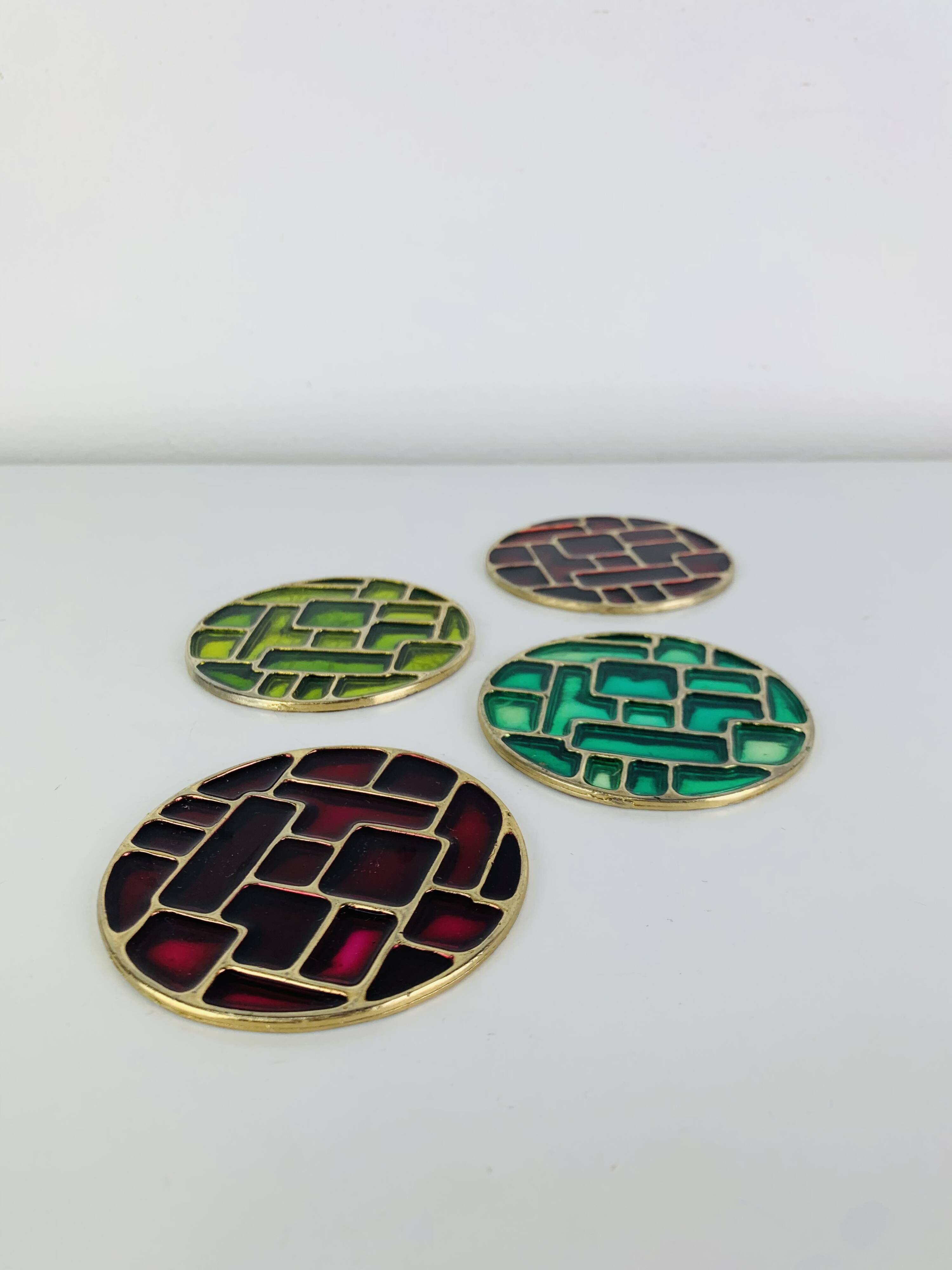 4 coasters in Mithé Espelt style, cloisonné enamels