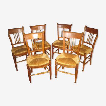 Suite of 6 chairs directoire walnut