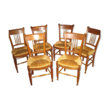 Suite of 6 chairs directoire walnut