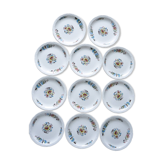 Set of 11 Sarraguemines Digoin dessert plates Cantaloupe model