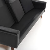 Mid Century Danish black Leather Sofa Set