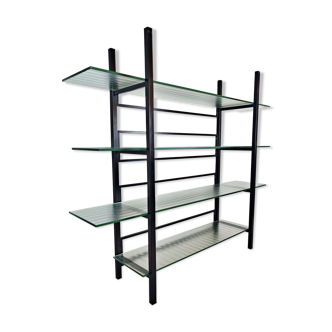 Vintage metal shelf with 4 glass shelves