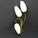 Vintage brass wall light with 3 glass tulips.