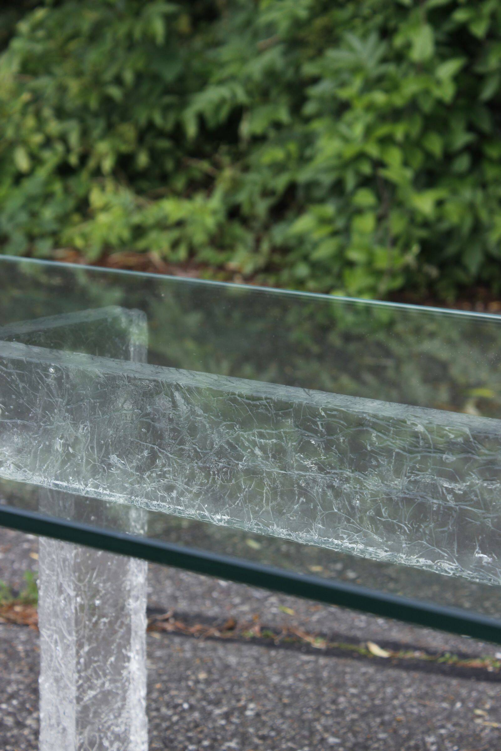 Vintage coffee table with frosted plexiglass base 1970s