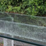 Vintage coffee table with frosted plexiglass base 1970s
