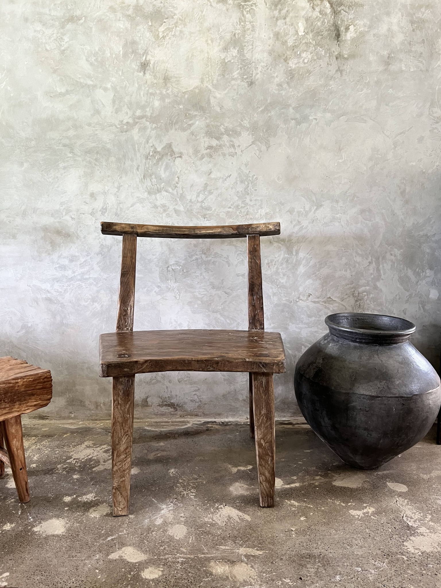 Large old teak chair or armchair H84 L60