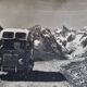 Vintage silver print of a mountain and alpine glacier framed 53x43 cm 1960