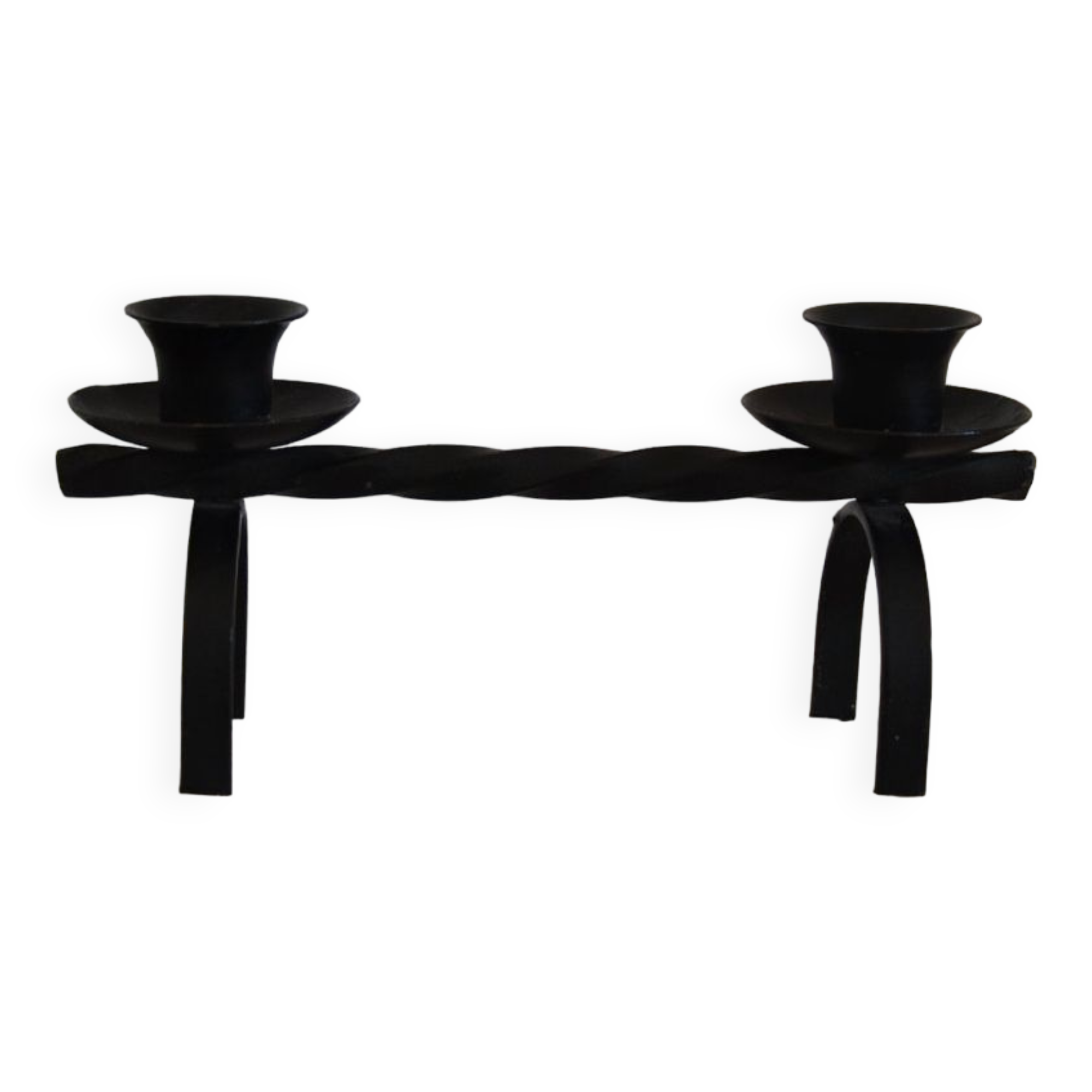Brutalist candle holder in black iron