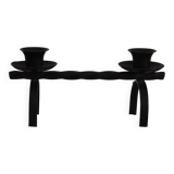 Brutalist candle holder in black iron