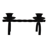 Brutalist candle holder in black iron