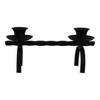 Brutalist candle holder in black iron