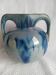 Vintage vase with double bridge handles – Cast blue enamel – Vallauris years