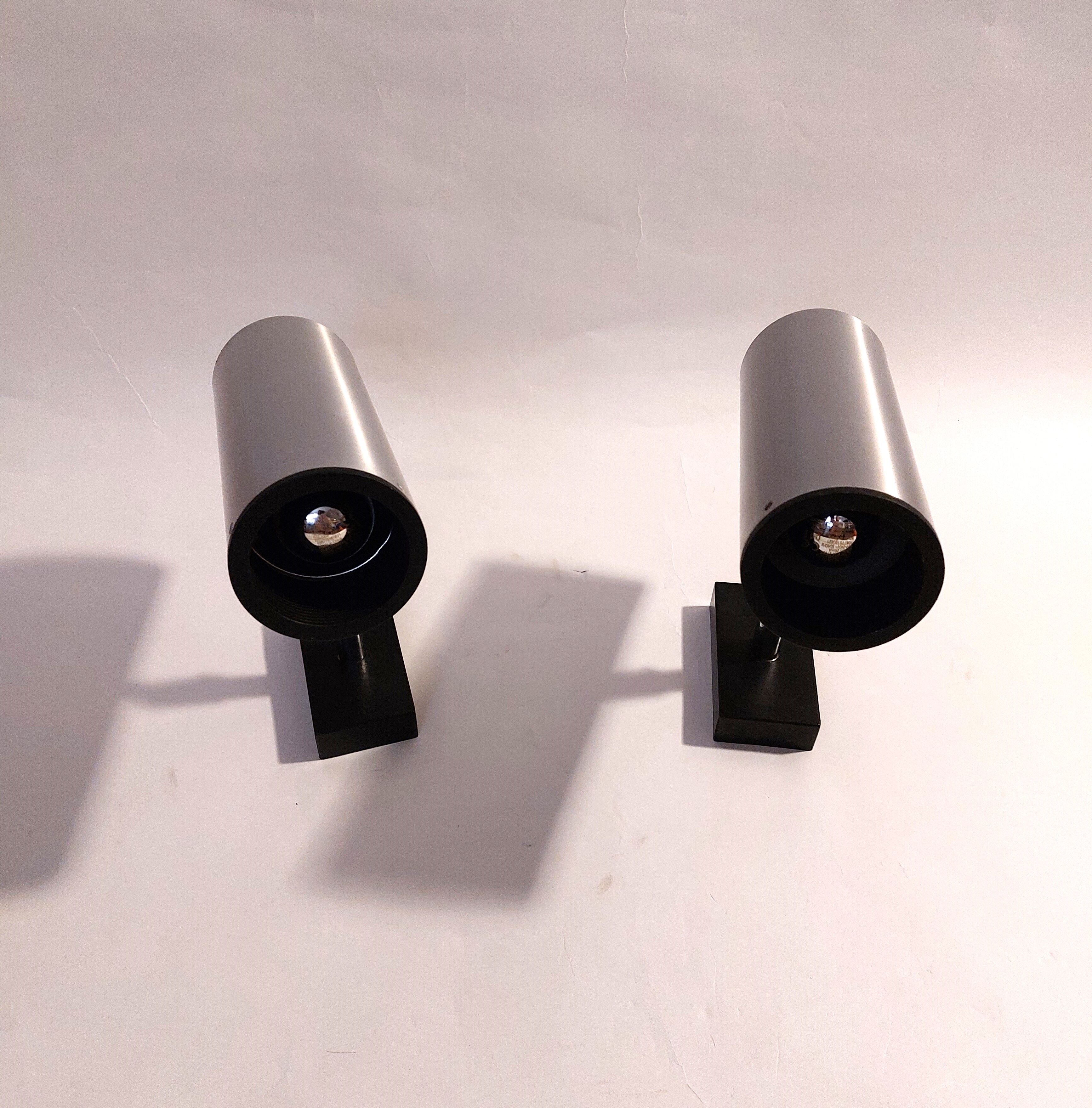 Pair of brushed aluminum wall lamps Staff 1970