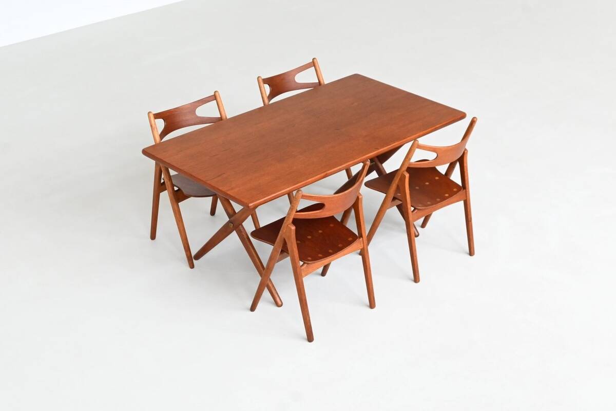 Hans Wegner's AT 303 cross-legged dining table, Andreas Tuck, Denmark, 1950