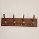 Rustic style wall coat rack – 50 cm – 4 metal hooks – Stained wood