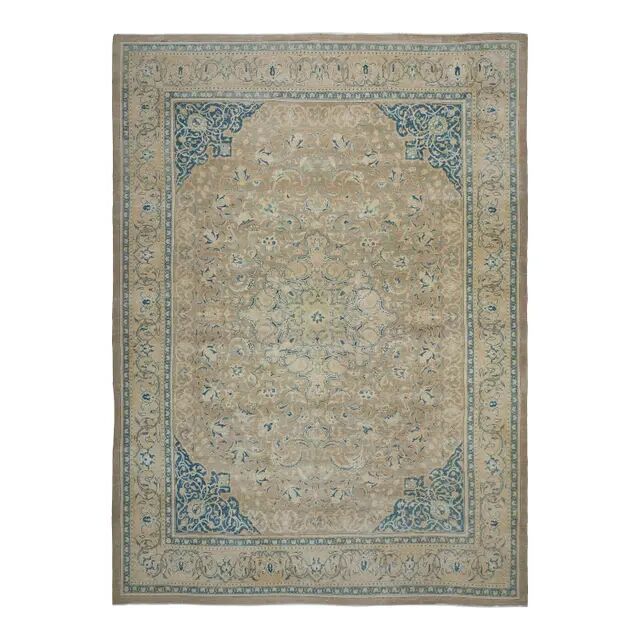 1970s Vintage Persian Handmade Wool Cotton Orange Area Rug 300x403