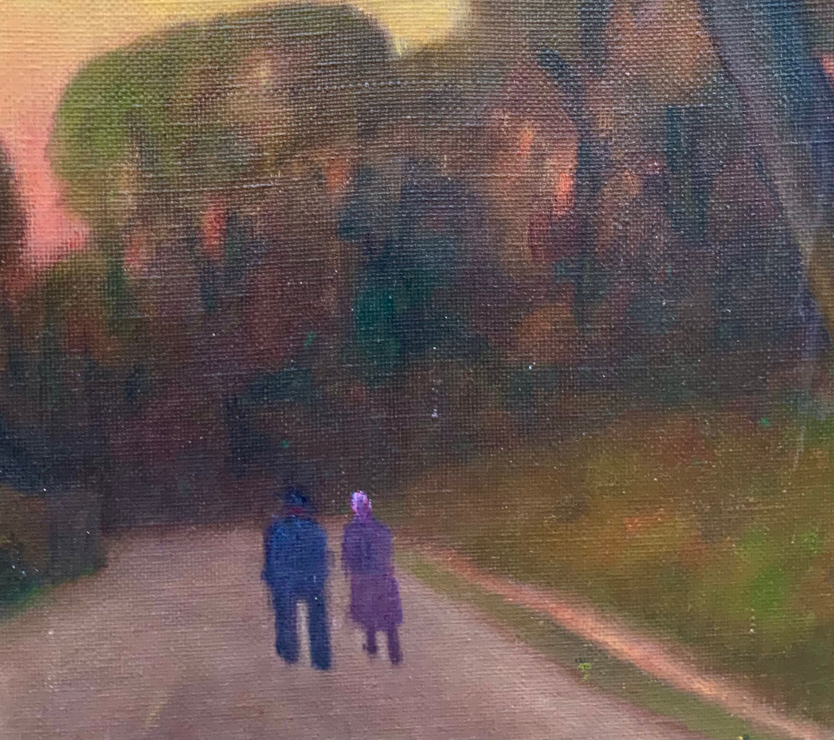 Vintage danish oil on canvas “sunset”, signed by a.takmar 1880-1960