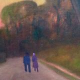 Vintage danish oil on canvas “sunset”, signed by a.takmar 1880-1960