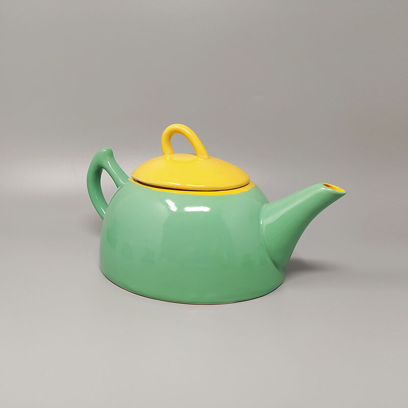 Green and yellow tea set/coffee set in ceramic by naj oleari, made in italy 1960