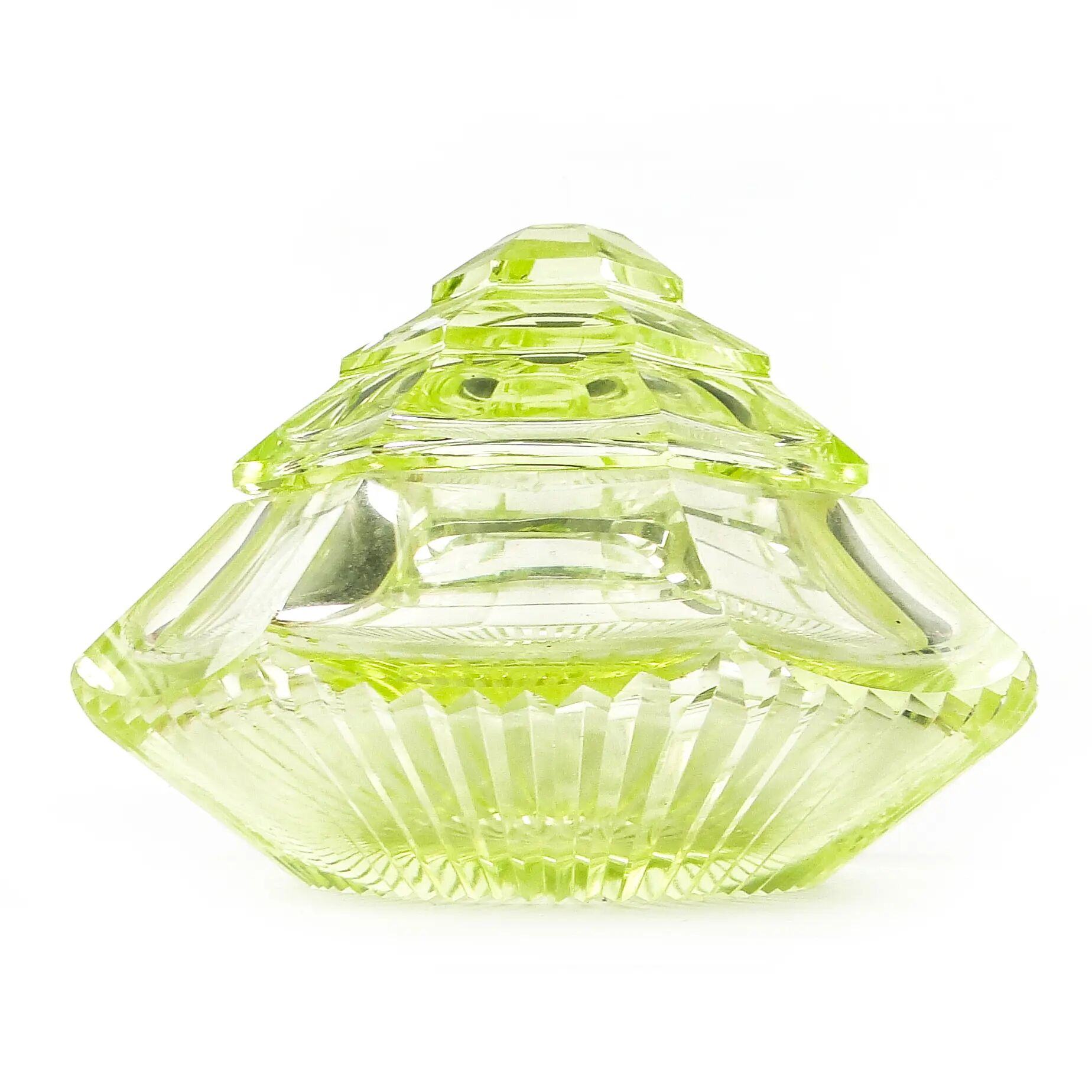 Art Deco bonbonniere, uranium crystal, Poland, 1930s