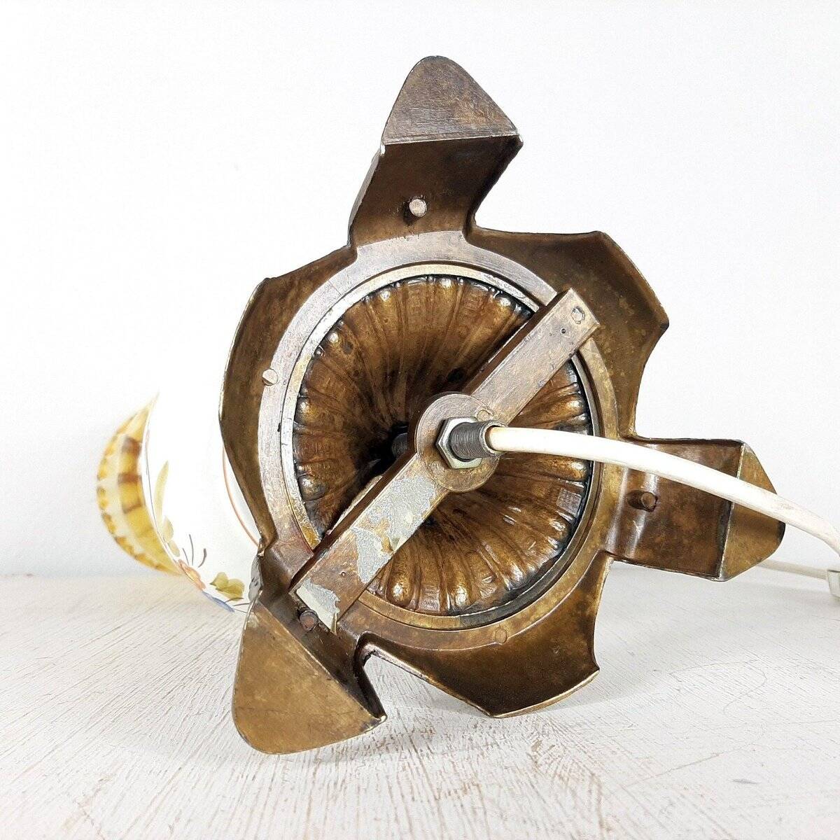 Vintage table lamp in porcelain and glass, 1960s