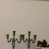 Brutalist Style Pair of Vintage Brass Candleholders