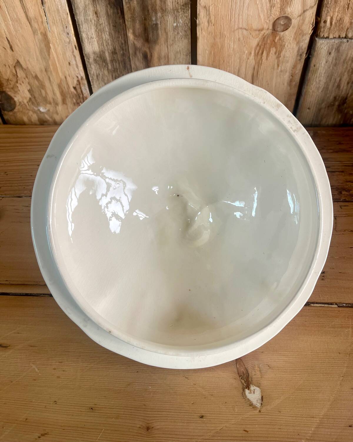 White iron earth soup tureen Sarreguemines