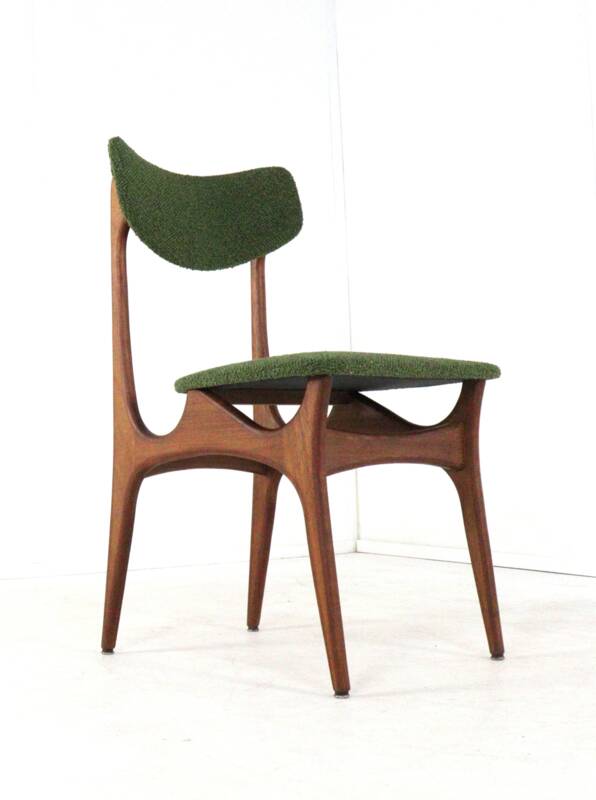Set of 4 dining chairs 'Cindy' - new upholstery - mid century modern - teak