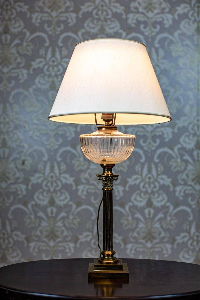 Vintage Prewar Table Lamp with Light Shade, 1930s