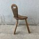 Brutalist tripod stool with backrest, France, vintage 1950s