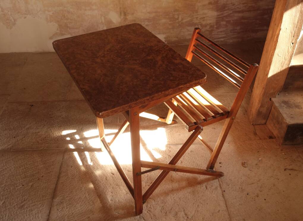 Foldable school desk from the 70s.