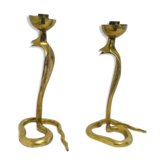 Pair of Snake candle holders