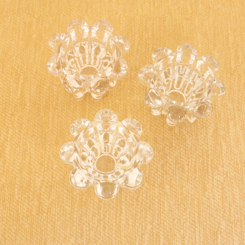 3 clear glass candle holders