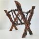 Vintage brutalist magazine rack 1970 wood & vine branch 70s 1970s year