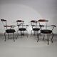 Italian postmodern turnable wrought iron dining chairs with leather seats