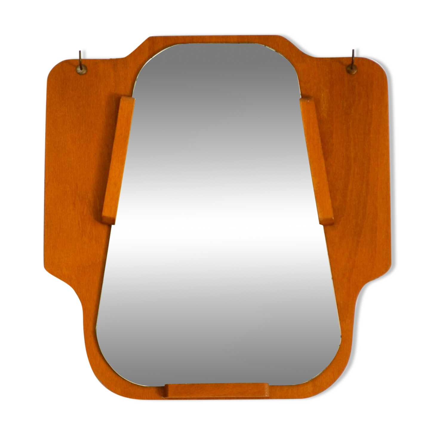 1930s Wall Mirror, Teak and Plywood, Abstract Design, Germany
