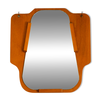1930s Wall Mirror, Teak and Plywood, Abstract Design, Germany