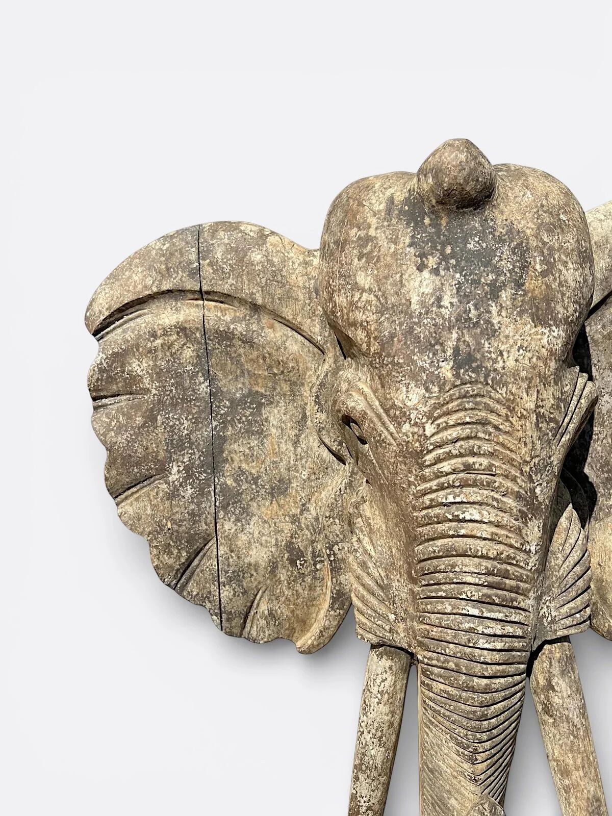 Large handcrafted Suar wood elephant sculpture