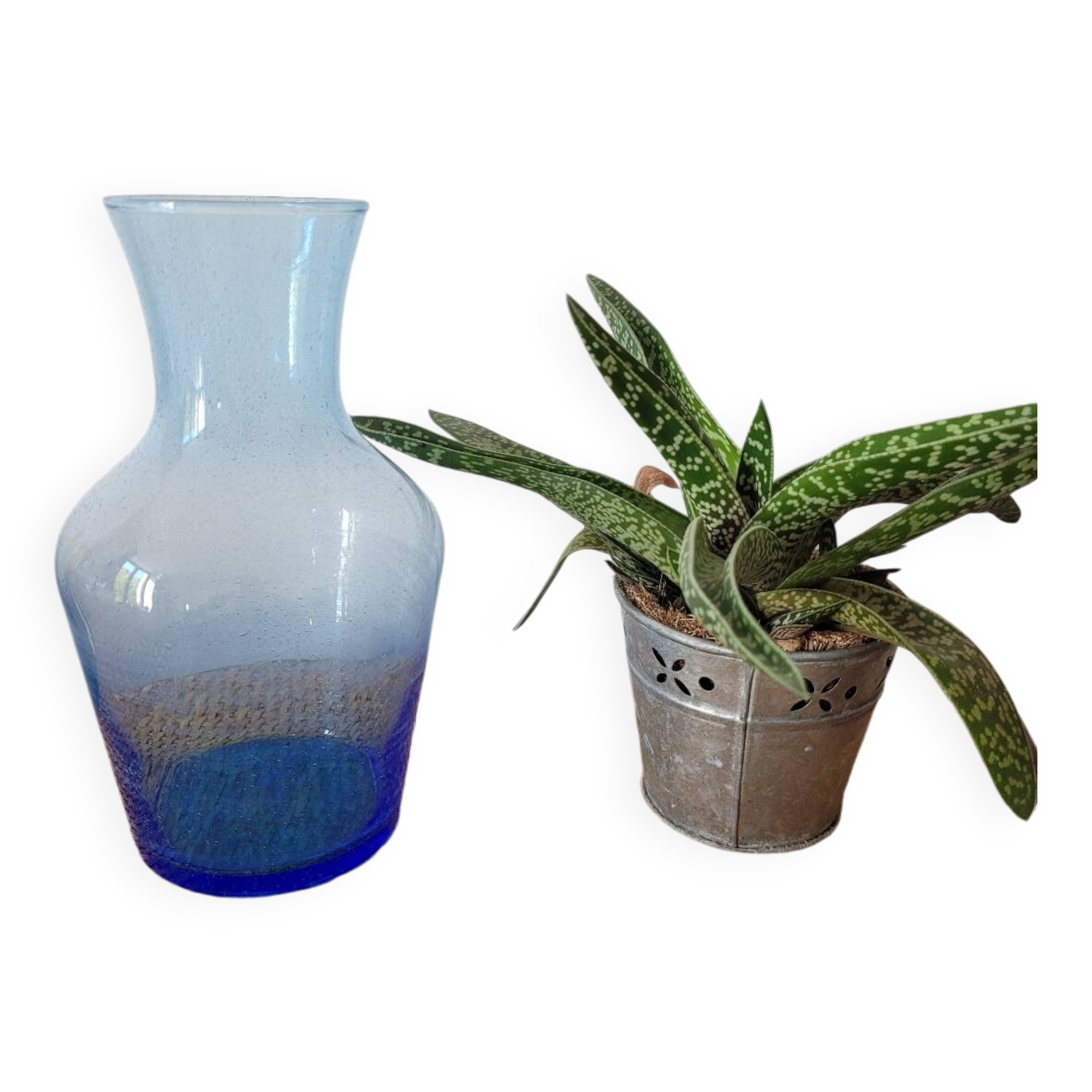 (Large) blue bubble bulb vase