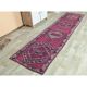 1970s Turkish Hand-Knotted Pink Runner Rug 83x347