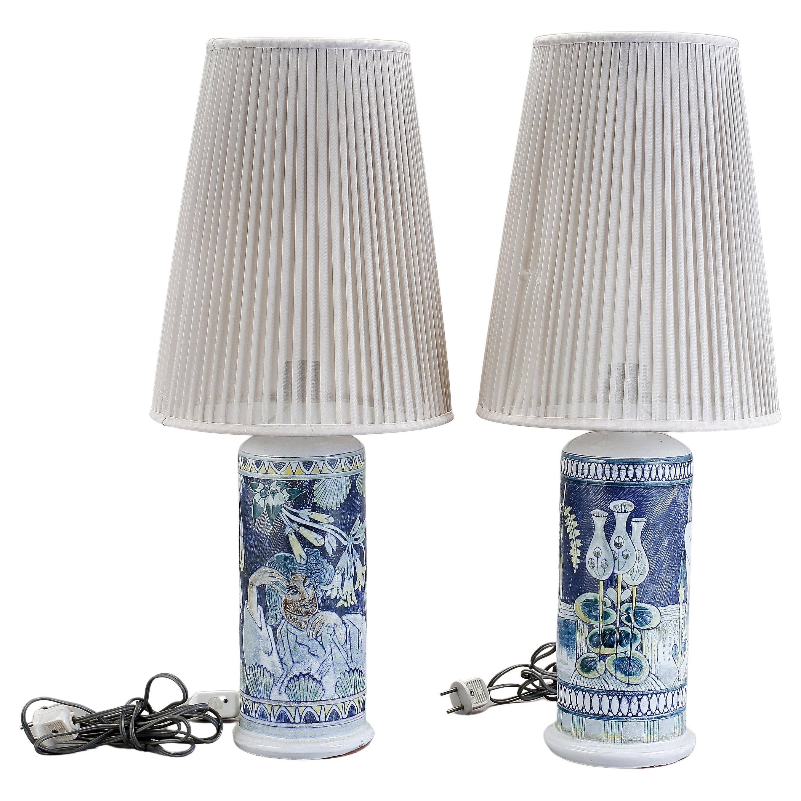Table lamps by Marian Zawadzki for Tilgmans, Sweden, 1950, signed.