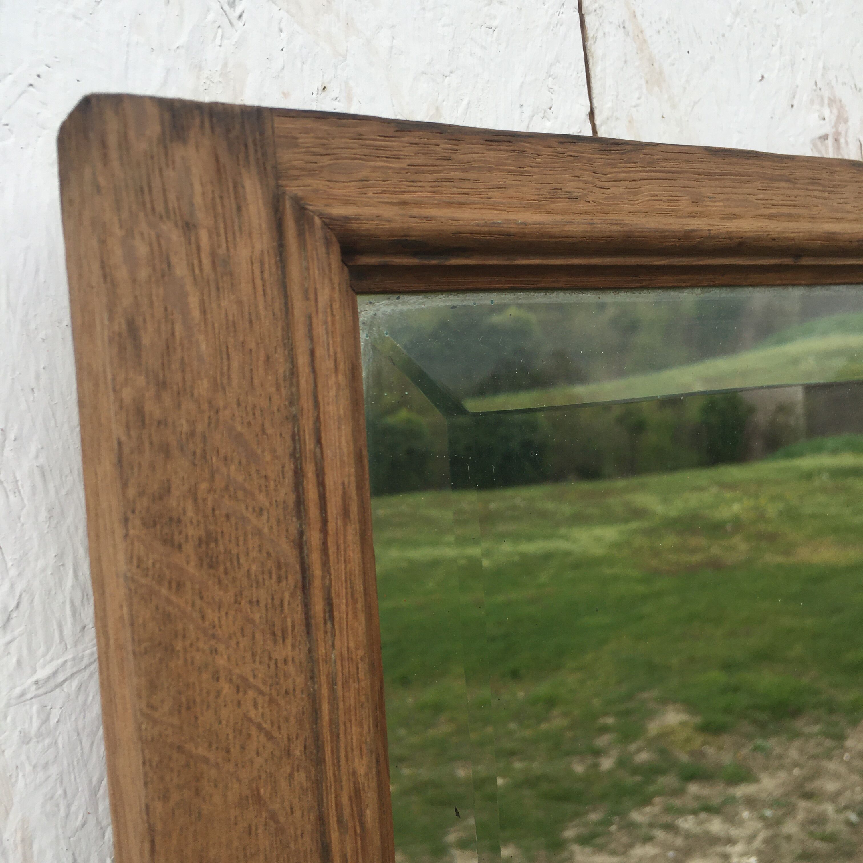 Bevelled mirror oak frame 55x35cm