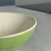 Antique bowl Digoin Sarreguemines France | Vintage green earthenware bowl