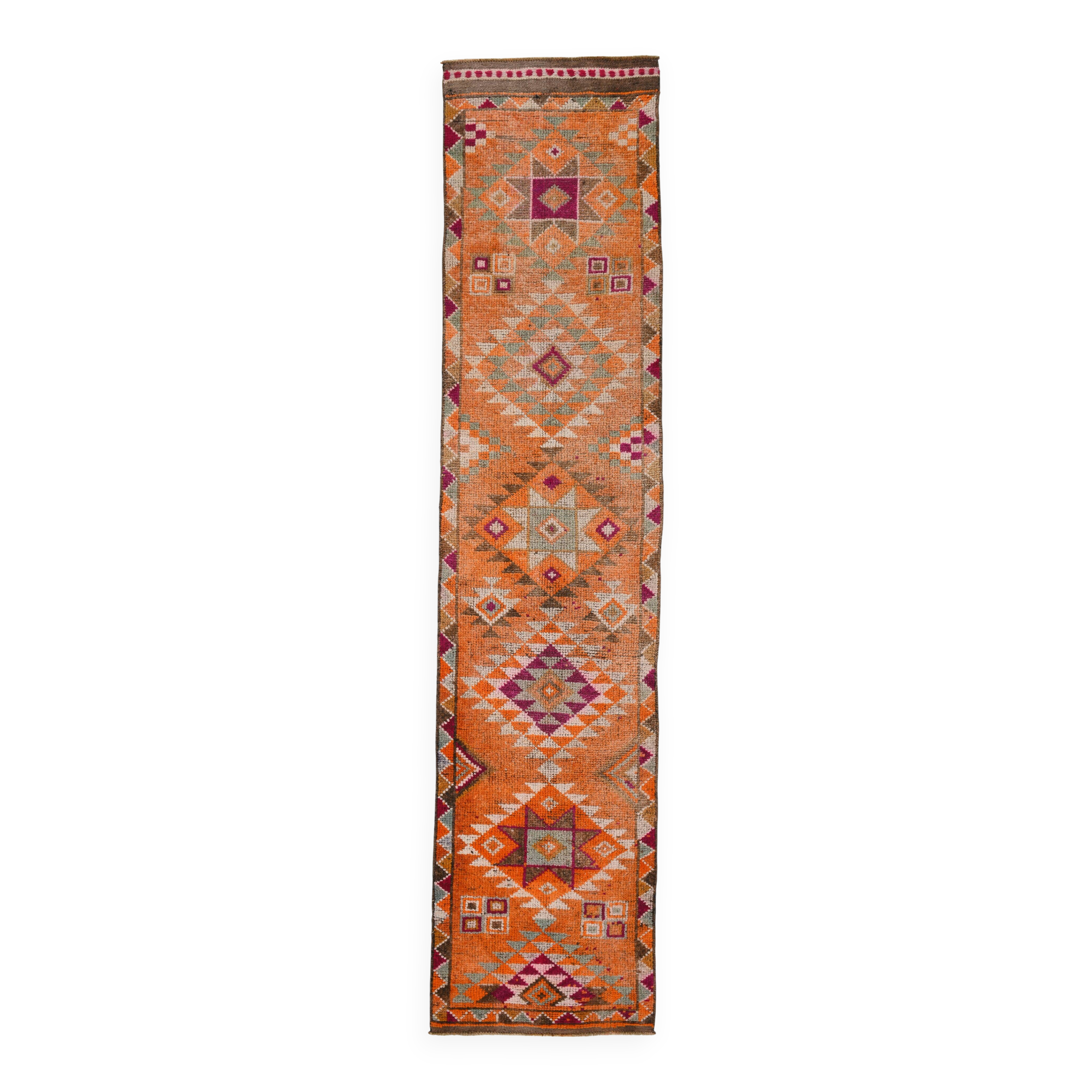 3x12 Pumpink Orange Oriental Turkish Runner Rug, 83x367Cm