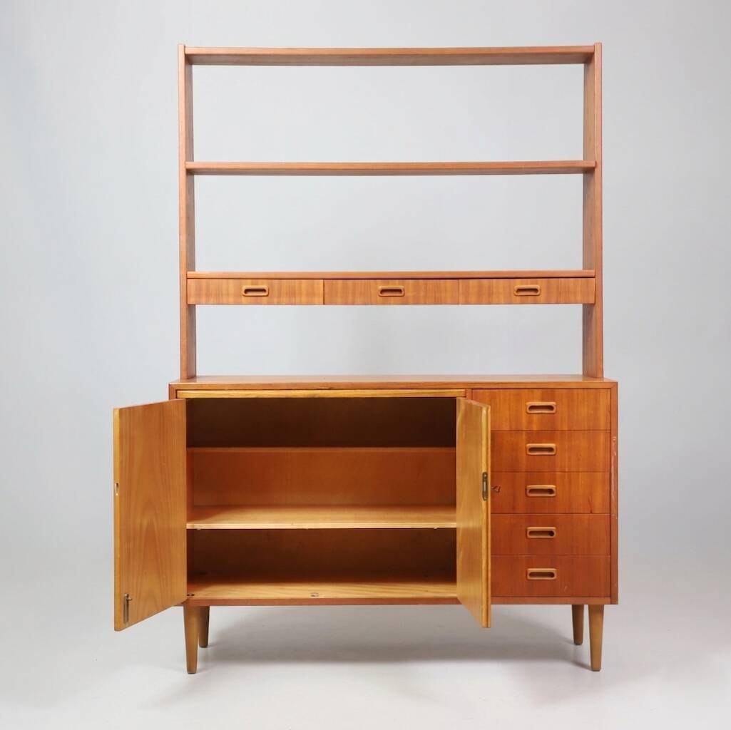 Vintage Scandinavian teak secretary bookcase, 1960s