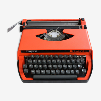 Machine à écrire orange olympia dactylette vintage 1970s + ruban neuf