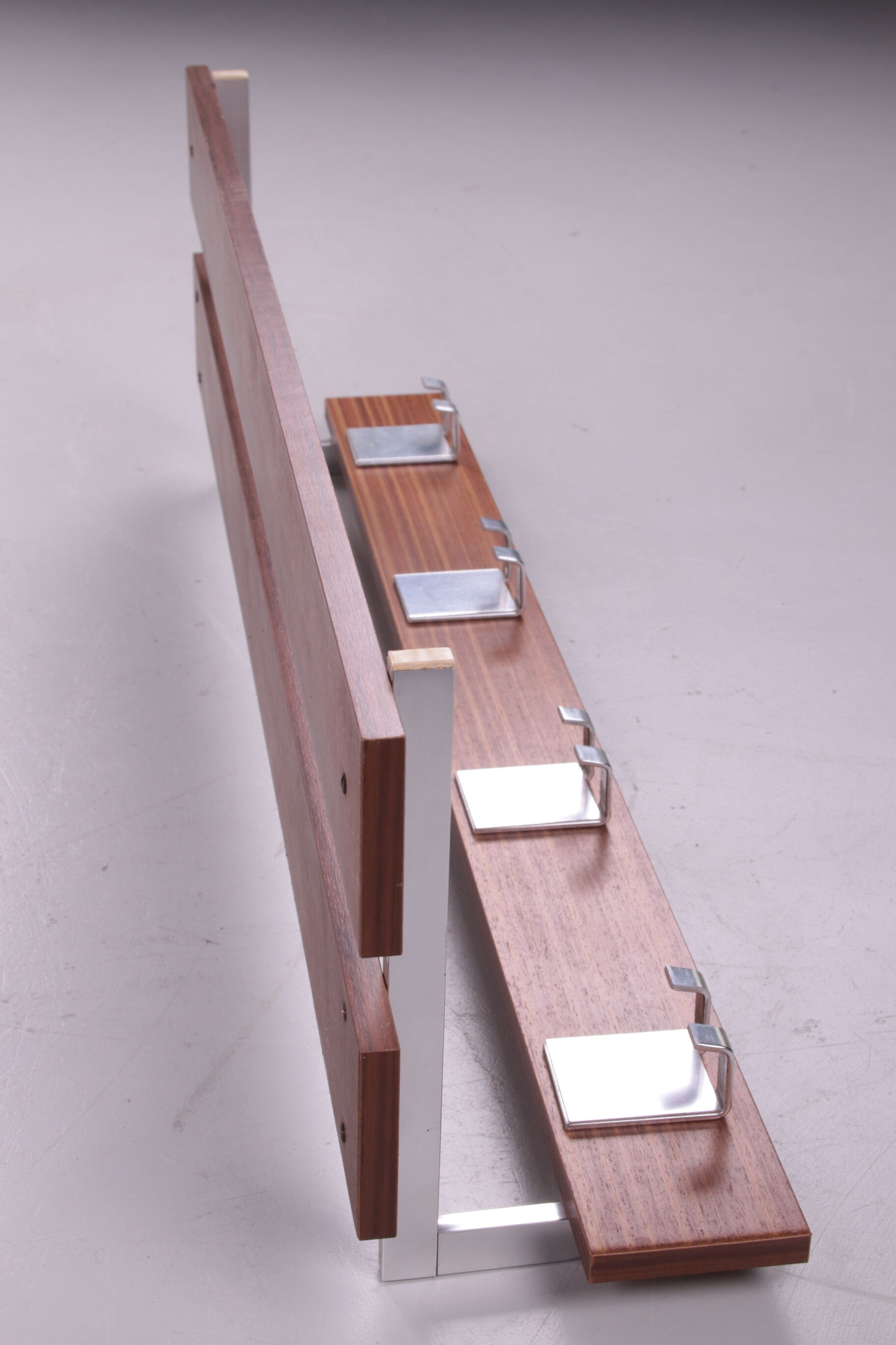 Vintage wall coat rack with chrome and 8 hooks