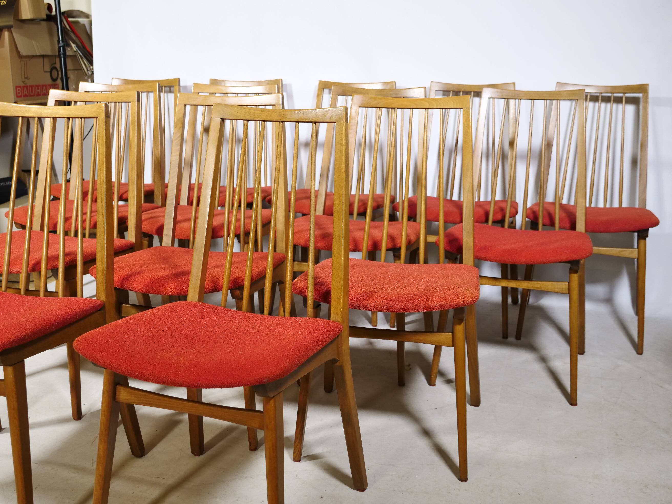 Mid-Century Walnut Dining Chairs, Set of 14, 1960s