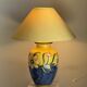 Large blue and yellow lamp with floral patterns H60